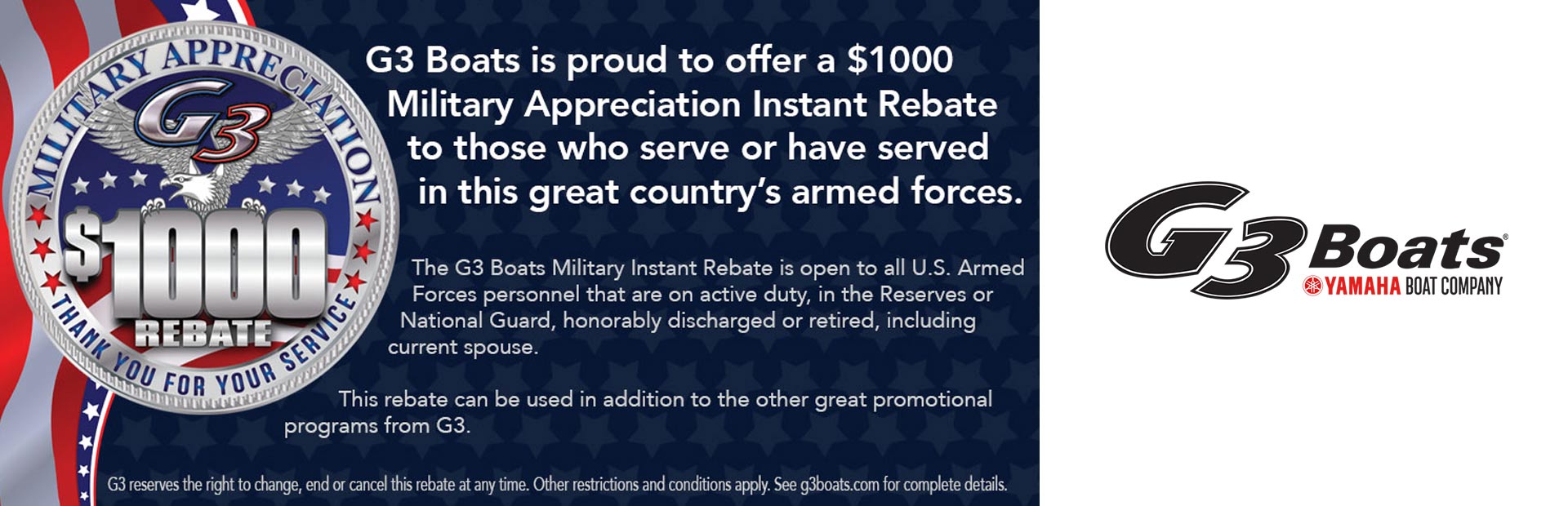 G3: G3 Military Appreciation $1000 Rebate